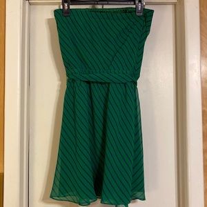 Express green stripe halter belt dress
